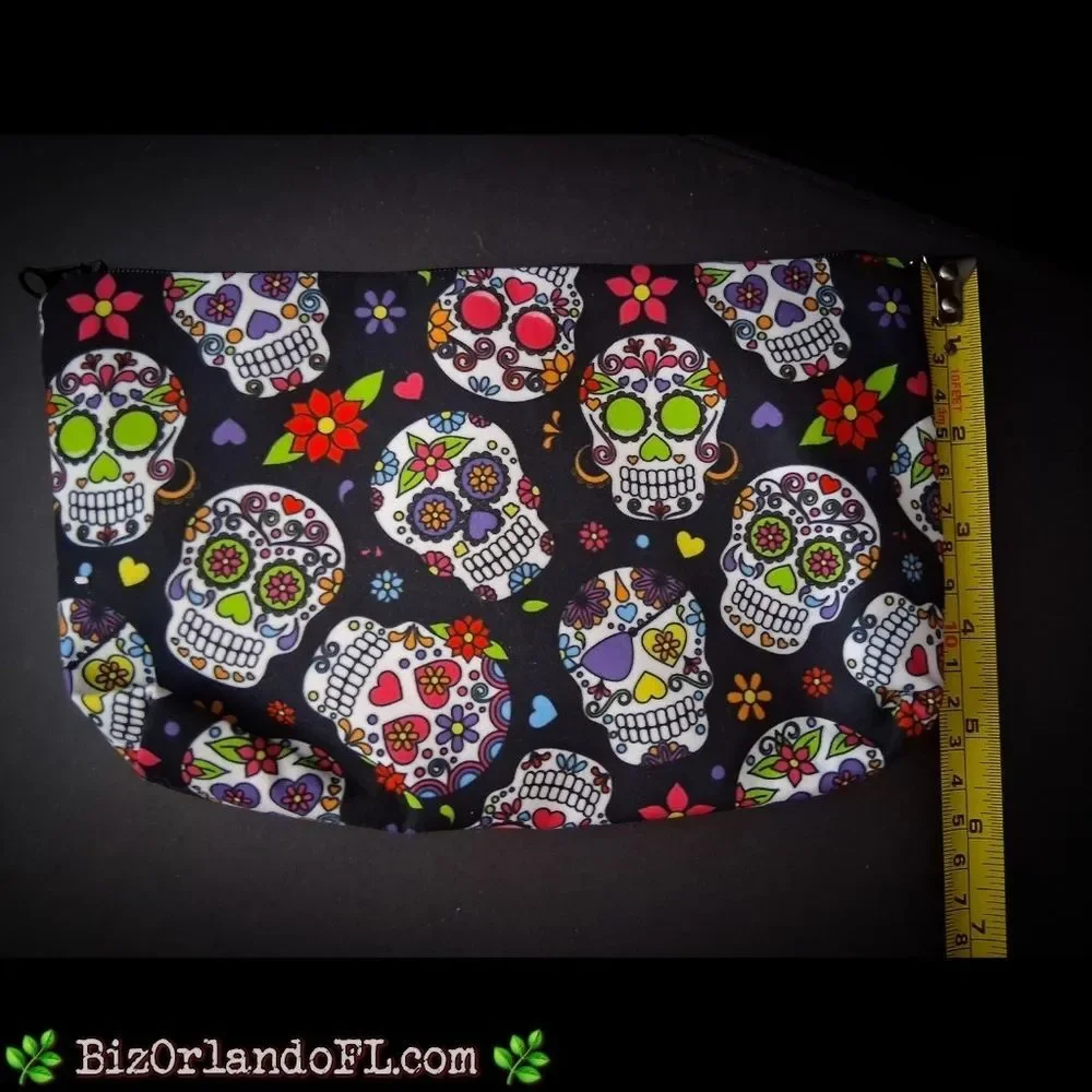 BOUTIQUE: Women's Makeup Bag Sugar Sugar Skull Zip Beauty Accessory Storage NEW